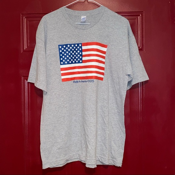 🇺🇸MADE IN USA T Shirt 2015 Heather Gray 4th of July Patriotic Memorial Veteran - Picture 1 of 4
